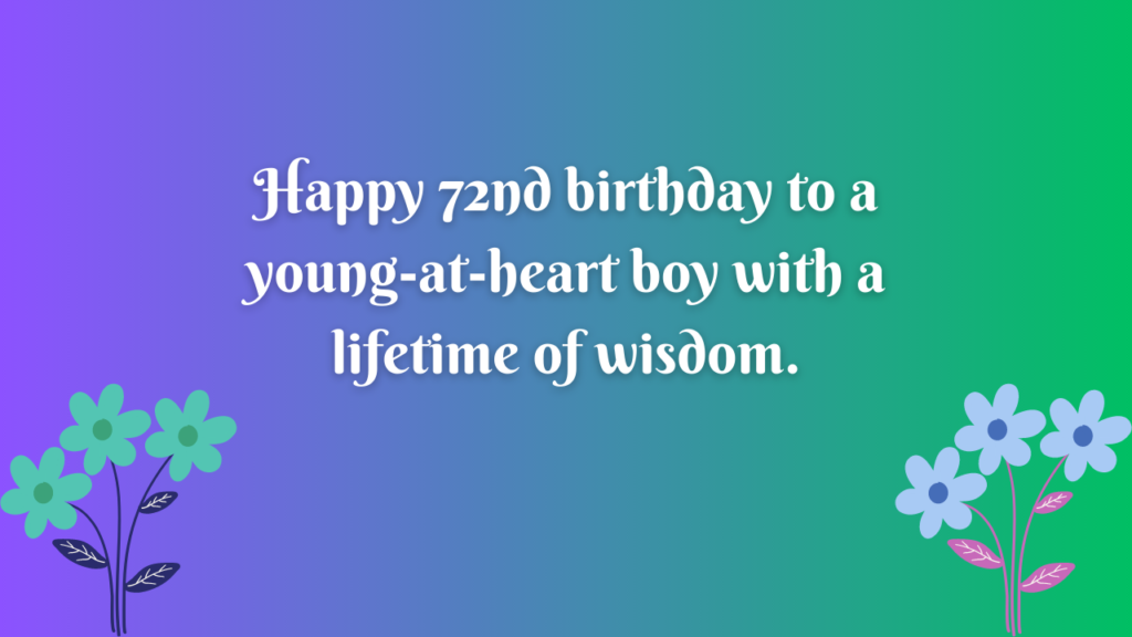 Birthday Wishes for a boy 72 year old: