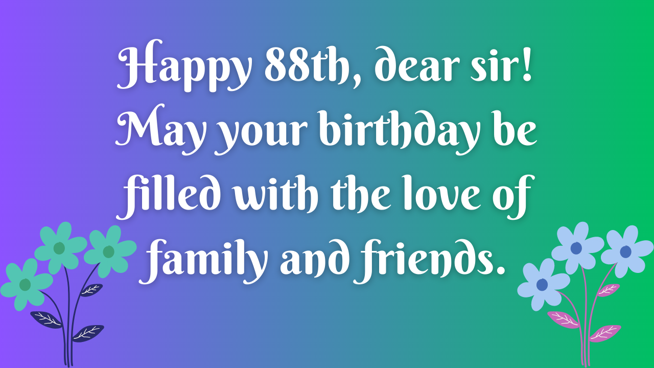 88th Birthday Wishes for Man: