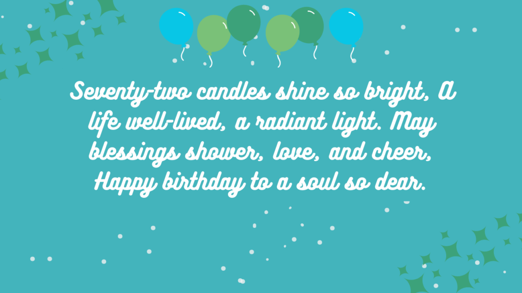 20 Short Poems or Rhymes for birthday for 72 year old: