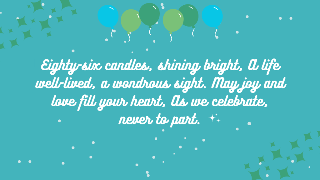 Short Poems or Rhymes for a birthday for an 87th-year-old: