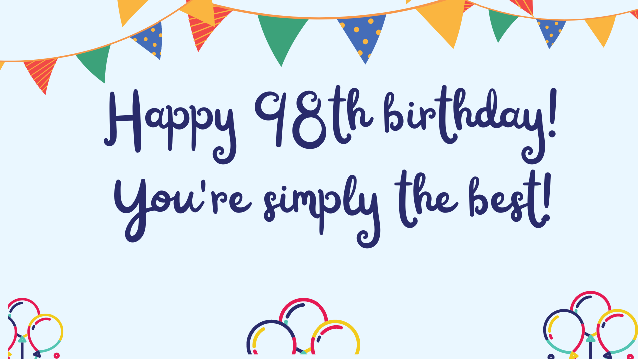 Best Birthday Wishes for 98th year old: