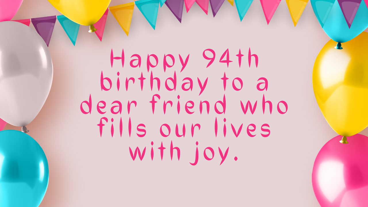 94th Birthday Wishes for friend: