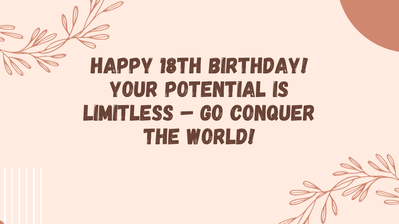 Inspirational Birthday Wishes for 18th year old: