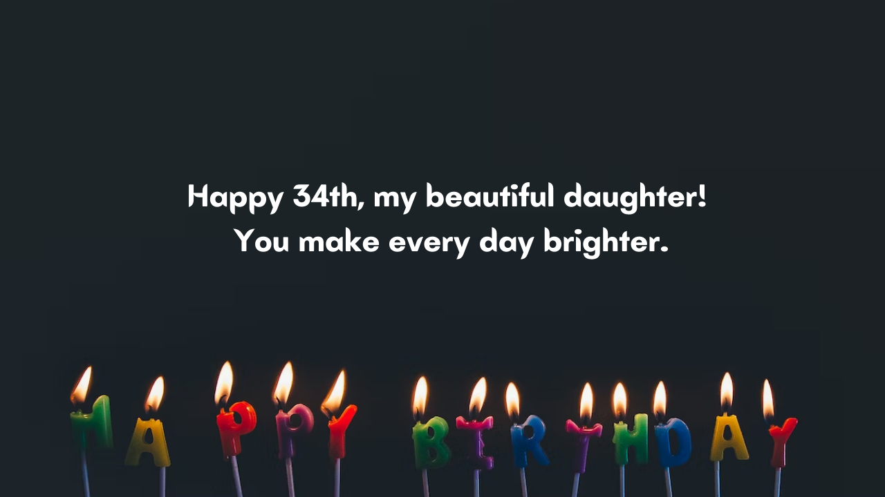 34 Years Old Daughter's Birthday Wishes from Mom: