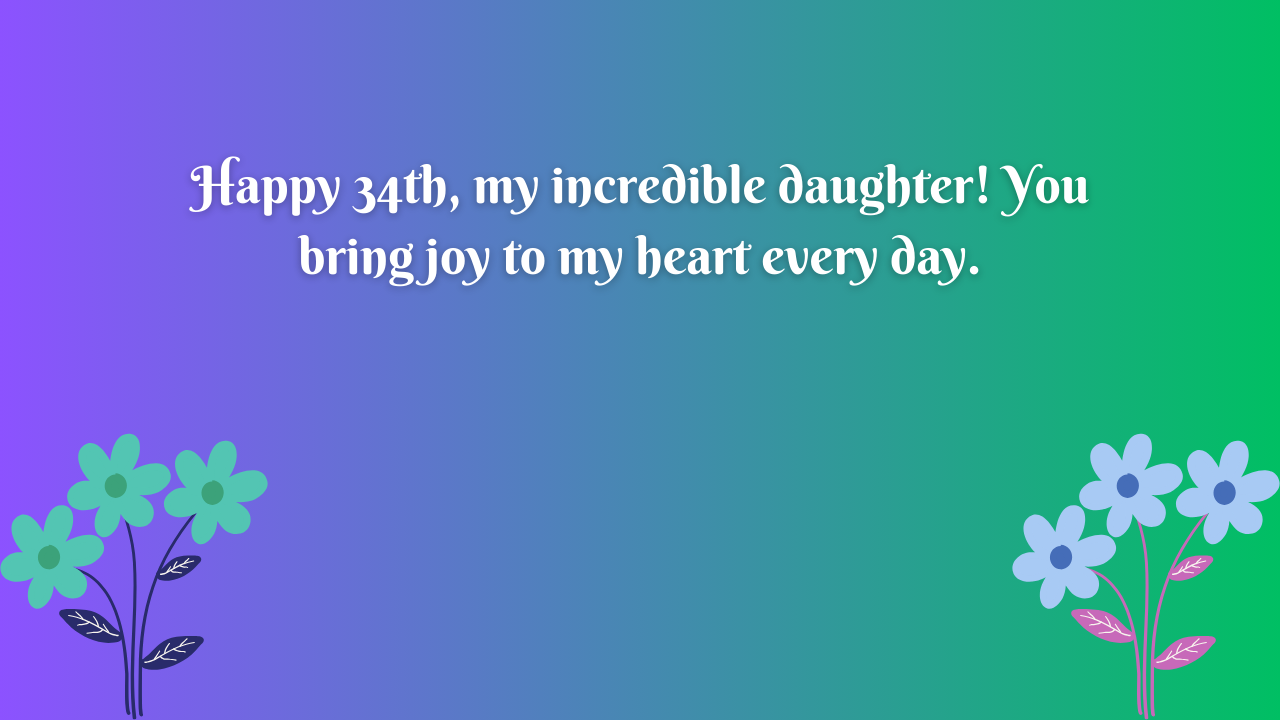 34 Years Old Daughter's Birthday Wishes from Dad: