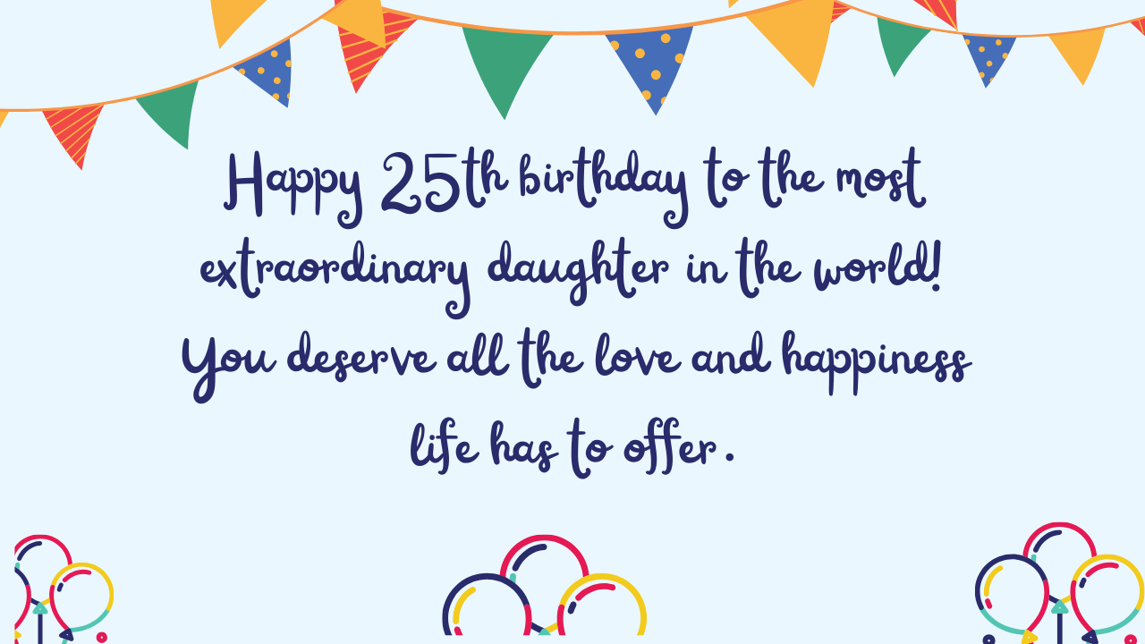 Special Best Wishes for 25 Years Old Daughter: