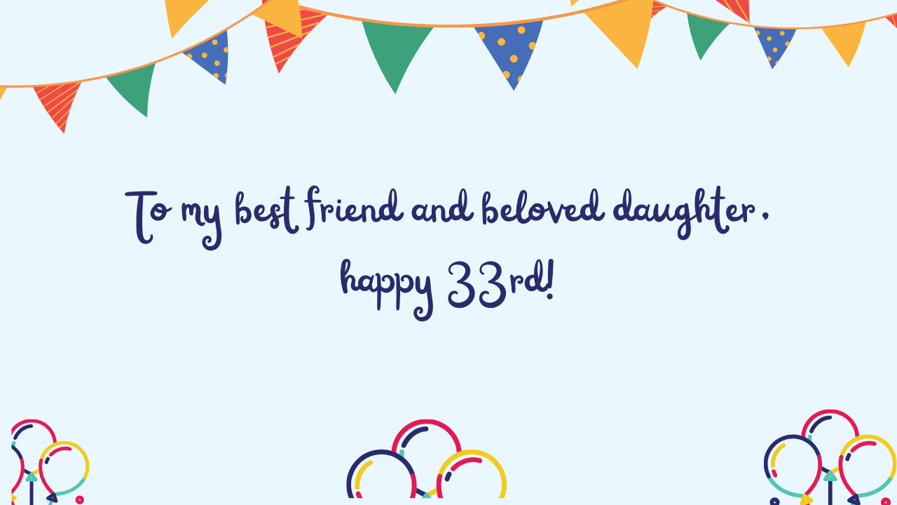 Special Best Wishes for 33 Years Old Daughter: