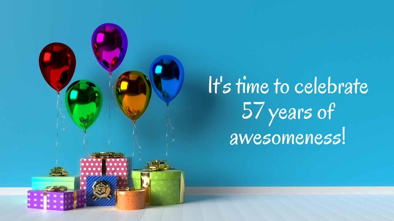 Happy and Upbeat Birthday Wishes for 57 Years: