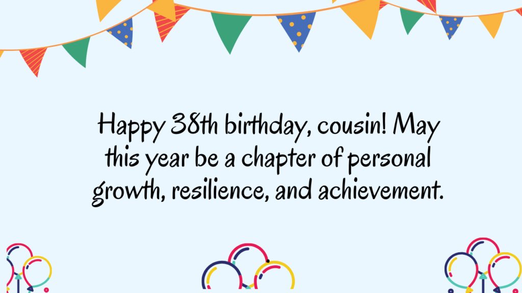 Inspirational 38th Birthday Wishes for cousin: